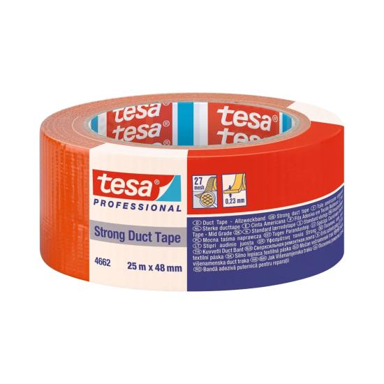 Adhésif toile américaine Strong Duct Tape® 4662 25 m x 48 mm orange - Tesa