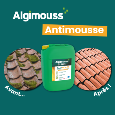 Antimousse élimine lichens, algues, moisissure pour toiture et mur 30L - Algimouss