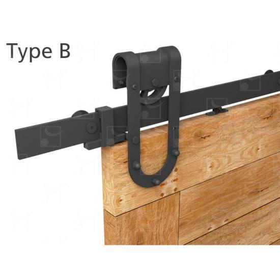 Kit Système Coulissant Porte Bois Fer Plat Noir Mat Moderne (Type B RD-B-B ROC DESIGN®) - Mantion