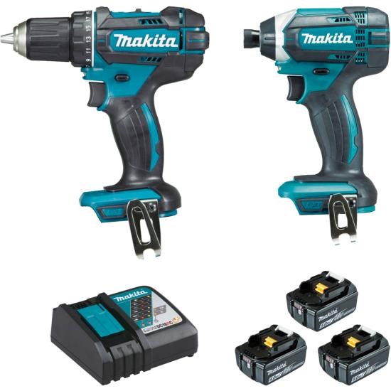 Lot 2 machines 18V 5Ah Perceuse DDF482 + Visseuse à chocs DTD152 + Batteries (DLX2127TJ1) - Makita