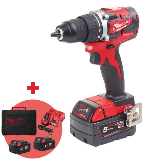 Perceuse visseuse 18V 5Ah M18 CBLDD-502C (+2 batteries et chargeur) - Milwaukee