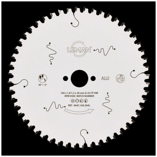 Lame circulaire HM fine Ø150x20x1,8mm TP négative ALU - Leman