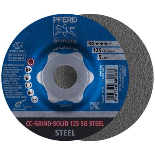 Disque abrasif Ø125/22.23mm CC-GRIND-SOLID SG STEEL 887073 - Pferd