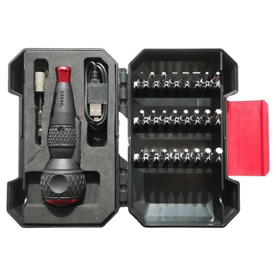 Tournevis Assistance Électrique + 24 Embouts Chocs 30mm + Porte-Embout (SET-LUNCH-BOX1) - Vessel