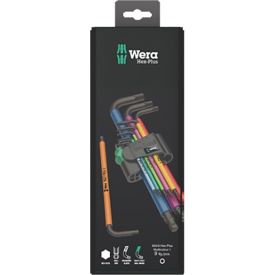 Clé mâle 6 Pans Allen Tête sphérique 950/9 Hex-Plus Multicolore 1 SB (Jeu de 9) - Wera