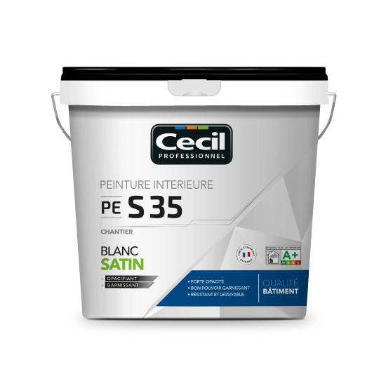 Peinture Acrylique Chantier Blanc Satinée 15L S35 (118273) - Cecil