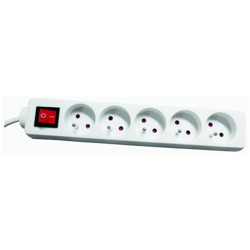 Bloc 5 prises électriques avec interrupteur blanc 16A 3G1 (Câble 1,5m) - Electraline