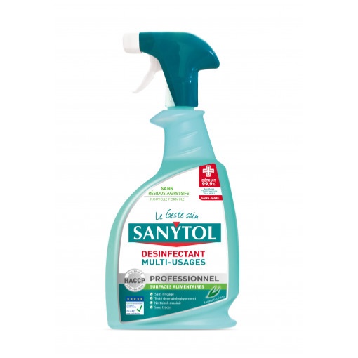 Désinfectant antibactériens sans javel Multi usages Eucalyptus (750ml) - Sanytol