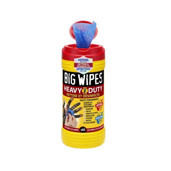 Tube 80 lingettes nettoyantes Heavy-Duty BIG WIPES (BIHEA080-ZZ000BT) - Difac