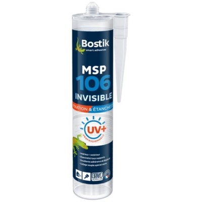 Mastic colle MS polymre MSP 106 UV+ invisible 290ml - Bostik