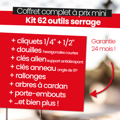 Coffret serrage 1/4" 1/2" (Kit 62 outils) RAST90620 - Rodac