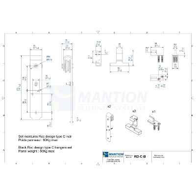 Kit Système Coulissant Porte Bois Fer Plat Noir Mat Moderne (Type C RD-C-B ROC DESIGN®) - Mantion