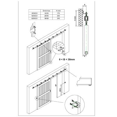 Kit Système Portes Lourdes Coulissantes Déplacement Droit 80kg max (3530GVU-4 SPORTUB®) - Mantion