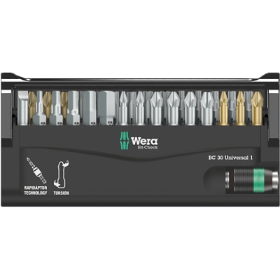 Coffret 29 embouts Bit-Check 30 Universal 1 avec Adaptateur - Wera