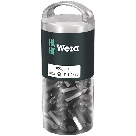 Embout Phillips/Cruciforme Z 851/1 PH2x25mm (Lot de 100) - Wera