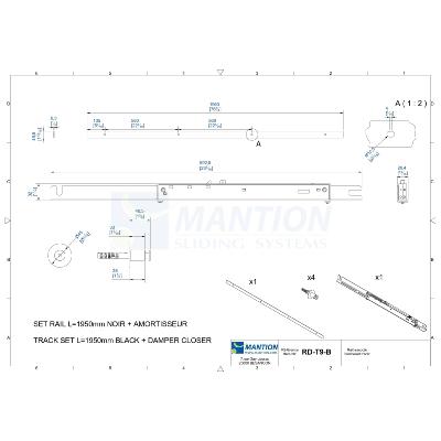 Kit Rail Porte Bois Coulissante Amortisseur Ferme-porte Noir Moderne (RD-T9-B ROC DESIGN®) - Mantion