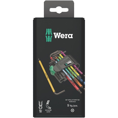 Clé mâle Tête sphérique Torx Resistorx 967/9 PKL 1 SB (Jeu de 9) - Wera