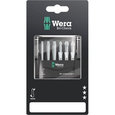 Étui d'embouts Bit-Check 6 Universal 2 SB (Lot de 6) - Wera