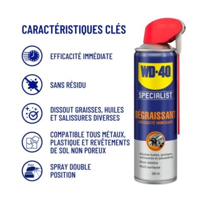 Dégraissant Specialist® Efficacité Immédiat Multi surfaces huile graisse - WD40