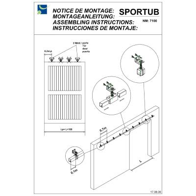 Profil U 2m rail pour kit 5040GVU-4 porte coulissante 150kg max (1110/200 SPORTUB®) - Mantion