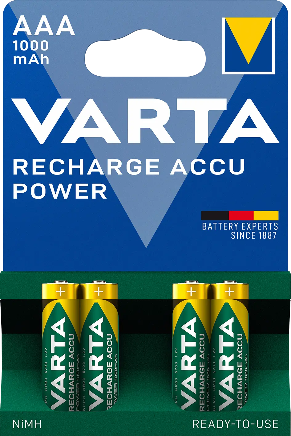 PILE RECHARGEABLE ACCU POWER AAA/R03 1000MAH (X4) - Varta