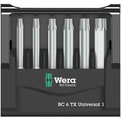 Étui d'embouts Bit-Check 6 Universal 1 SB Torx (Lot de 6) - Wera