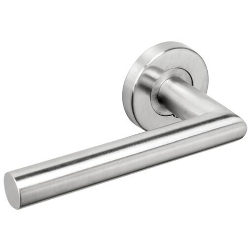 Ensemble de poignée béquille porte inox angle vif brosse sur rosace - Lokendo