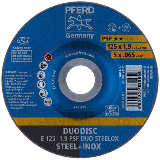 Disque à tronçonner DUODISC E 125-1,9 A 46 PSF-INOX 835098 - Pferd