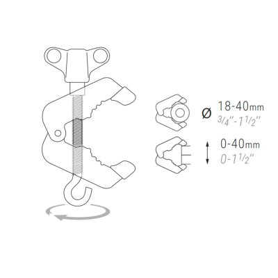 Crochet forgé Multiclamp (Tube Ø30mm) - Piher