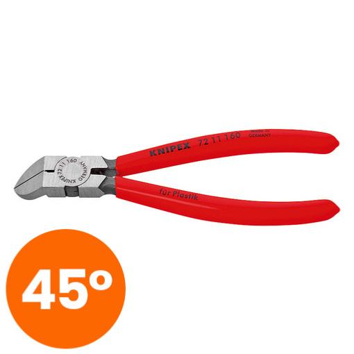 Pince coupante de côté pour plastique 160x75x15mm tête 45° - Knipex