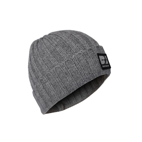 Bonnet chaud tricot épais gris polyester recyclé acrylique 11734 - Bosseur