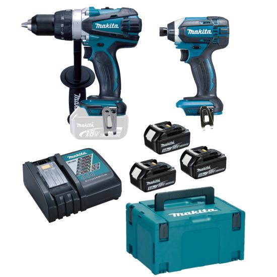 Lot 2 machines 18V 5Ah Perceuse DDF458 Visseuse à chocs DTD152 avec batteries - Makita