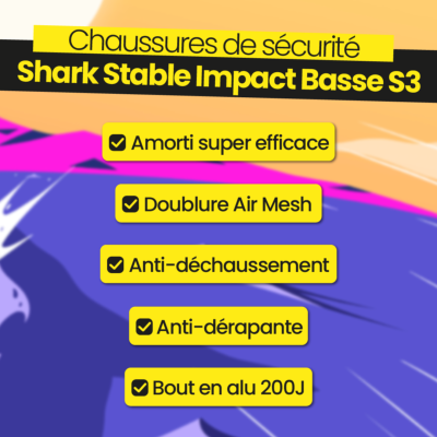 Chaussures Shark Stable Impact Basse S3 Securité Noir/Fungus - Diadora