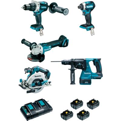 Lot 5 machines 18V 5Ah avec 4 batteries (DHP481 DGA506 DTD154 DHR243 DHS680) - Makita