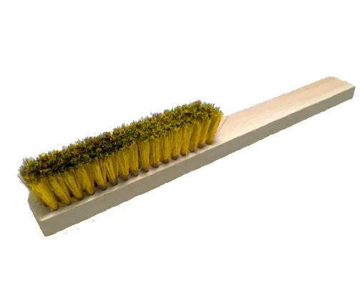 BROSSE JOAILLERIE MANCHE BOIS LG.220 MM 4 RANGS LAITON ONDULÉ 0,15 MM