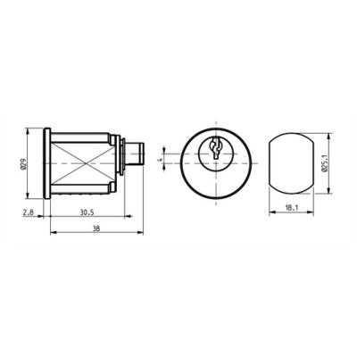 Batteuse PTT normalisée avec came plate Ø29x38mm "Passe La Poste T10" - DOM Security TSS