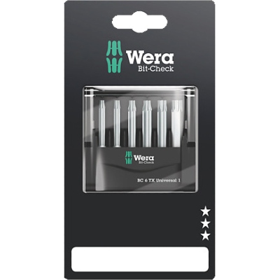 Étui d'embouts Bit-Check 6 Universal 1 SB Torx (Lot de 6) - Wera