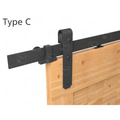 Kit Systme Coulissant Porte Bois Fer Plat Noir Mat Moderne (Type C RD-C-B ROC DESIGN) - Mantion