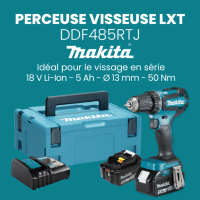 Perceuse visseuse LXT Ø13mm 18V DDF485RTJ avec LED (+2 batteries 5Ah) - Makita